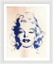 Load image into Gallery viewer, Blue Marilyn - Portrait of Marilyn Monroe Framed Print by Ryan Hopkins