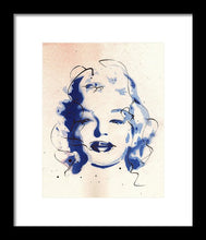 Load image into Gallery viewer, Blue Marilyn - Portrait of Marilyn Monroe Framed Print by Ryan Hopkins