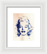 Load image into Gallery viewer, Blue Marilyn - Portrait of Marilyn Monroe Framed Print by Ryan Hopkins