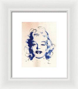 Blue Marilyn - Portrait of Marilyn Monroe Framed Print by Ryan Hopkins