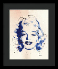 Load image into Gallery viewer, Blue Marilyn - Portrait of Marilyn Monroe Framed Print by Ryan Hopkins