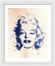 Load image into Gallery viewer, Blue Marilyn - Portrait of Marilyn Monroe Framed Print by Ryan Hopkins