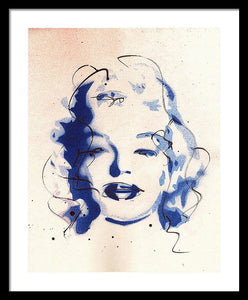 Blue Marilyn - Portrait of Marilyn Monroe Framed Print by Ryan Hopkins