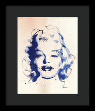 Load image into Gallery viewer, Blue Marilyn - Portrait of Marilyn Monroe Framed Print by Ryan Hopkins