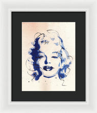 Load image into Gallery viewer, Blue Marilyn - Portrait of Marilyn Monroe Framed Print by Ryan Hopkins