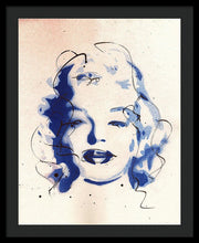 Load image into Gallery viewer, Blue Marilyn - Portrait of Marilyn Monroe Framed Print by Ryan Hopkins