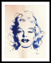 Load image into Gallery viewer, Blue Marilyn - Portrait of Marilyn Monroe Framed Print by Ryan Hopkins