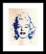 Load image into Gallery viewer, Blue Marilyn - Portrait of Marilyn Monroe Framed Print by Ryan Hopkins