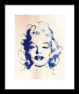 Blue Marilyn - Portrait of Marilyn Monroe Framed Print by Ryan Hopkins