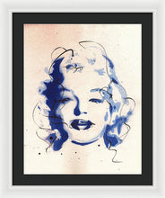 Load image into Gallery viewer, Blue Marilyn - Portrait of Marilyn Monroe Framed Print by Ryan Hopkins