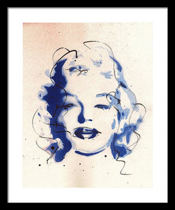 Blue Marilyn - Portrait of Marilyn Monroe Framed Print by Ryan Hopkins