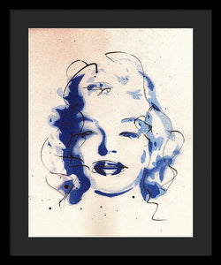 Blue Marilyn - Portrait of Marilyn Monroe Framed Print by Ryan Hopkins