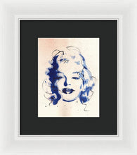 Load image into Gallery viewer, Blue Marilyn - Portrait of Marilyn Monroe Framed Print by Ryan Hopkins