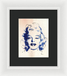 Blue Marilyn - Portrait of Marilyn Monroe Framed Print by Ryan Hopkins