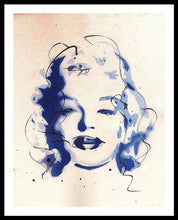 Load image into Gallery viewer, Blue Marilyn - Portrait of Marilyn Monroe Framed Print by Ryan Hopkins