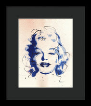 Load image into Gallery viewer, Blue Marilyn - Portrait of Marilyn Monroe Framed Print by Ryan Hopkins