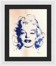 Load image into Gallery viewer, Blue Marilyn - Portrait of Marilyn Monroe Framed Print by Ryan Hopkins