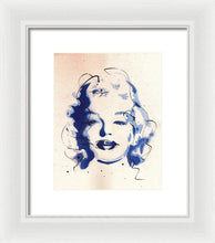 Load image into Gallery viewer, Blue Marilyn - Portrait of Marilyn Monroe Framed Print by Ryan Hopkins