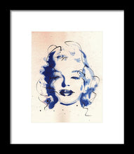 Load image into Gallery viewer, Blue Marilyn - Portrait of Marilyn Monroe Framed Print by Ryan Hopkins