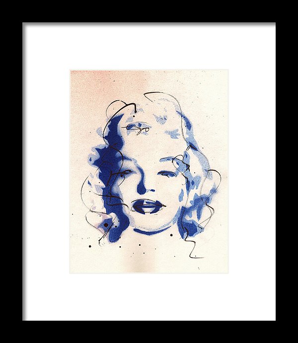 Blue Marilyn - Portrait of Marilyn Monroe Framed Print by Ryan Hopkins