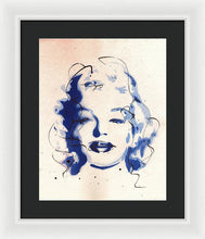 Load image into Gallery viewer, Blue Marilyn - Portrait of Marilyn Monroe Framed Print by Ryan Hopkins