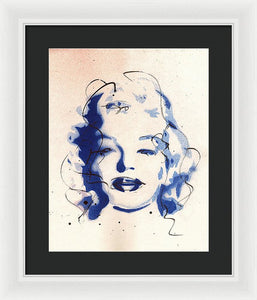 Blue Marilyn - Portrait of Marilyn Monroe Framed Print by Ryan Hopkins