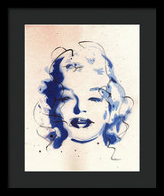 Load image into Gallery viewer, Blue Marilyn - Portrait of Marilyn Monroe Framed Print by Ryan Hopkins