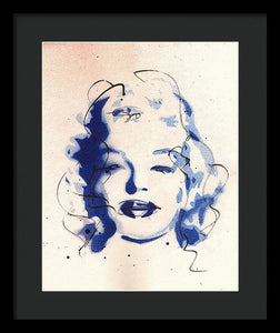 Blue Marilyn - Portrait of Marilyn Monroe Framed Print by Ryan Hopkins