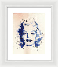 Load image into Gallery viewer, Blue Marilyn - Portrait of Marilyn Monroe Framed Print by Ryan Hopkins