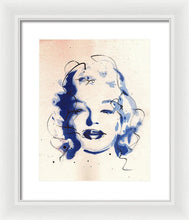 Load image into Gallery viewer, Blue Marilyn - Portrait of Marilyn Monroe Framed Print by Ryan Hopkins