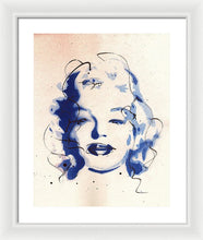 Load image into Gallery viewer, Blue Marilyn - Portrait of Marilyn Monroe Framed Print by Ryan Hopkins