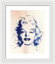 Load image into Gallery viewer, Blue Marilyn - Portrait of Marilyn Monroe Framed Print by Ryan Hopkins