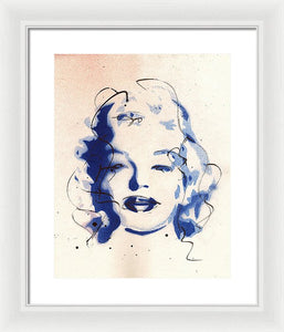 Blue Marilyn - Portrait of Marilyn Monroe Framed Print by Ryan Hopkins