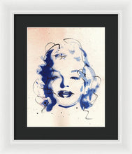 Load image into Gallery viewer, Blue Marilyn - Portrait of Marilyn Monroe Framed Print by Ryan Hopkins