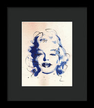 Load image into Gallery viewer, Blue Marilyn - Portrait of Marilyn Monroe Framed Print by Ryan Hopkins