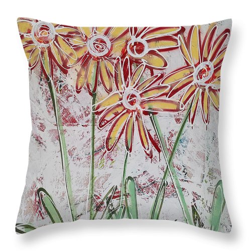 Happy Flowers - Throw Pillow