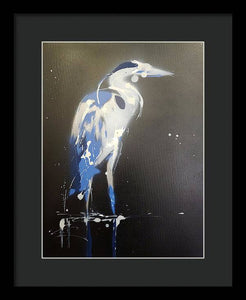 Midnight Blue Heron I - Framed Print