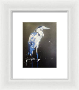 Midnight Blue Heron I - Framed Print