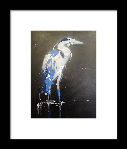 Midnight Blue Heron I - Framed Print