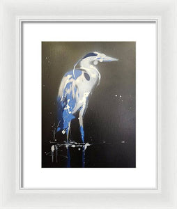 Midnight Blue Heron I - Framed Print