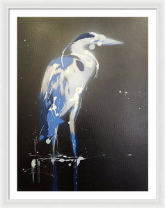 Midnight Blue Heron I - Framed Print