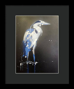 Midnight Blue Heron I - Framed Print