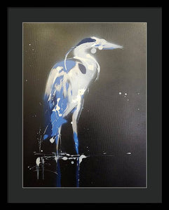 Midnight Blue Heron I - Framed Print