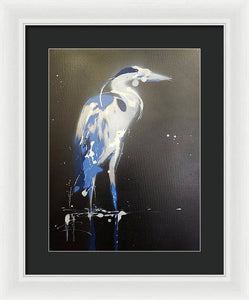 Midnight Blue Heron I - Framed Print