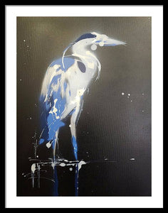 Midnight Blue Heron I - Framed Print