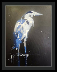 Midnight Blue Heron I - Framed Print