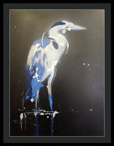 Midnight Blue Heron I - Framed Print