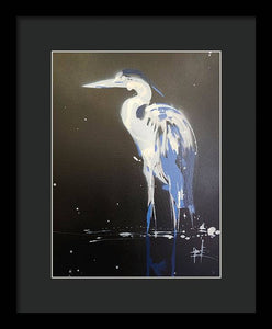 Midnight Blue Heron II - Framed Print