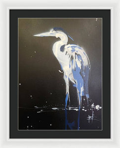 Midnight Blue Heron II - Framed Print