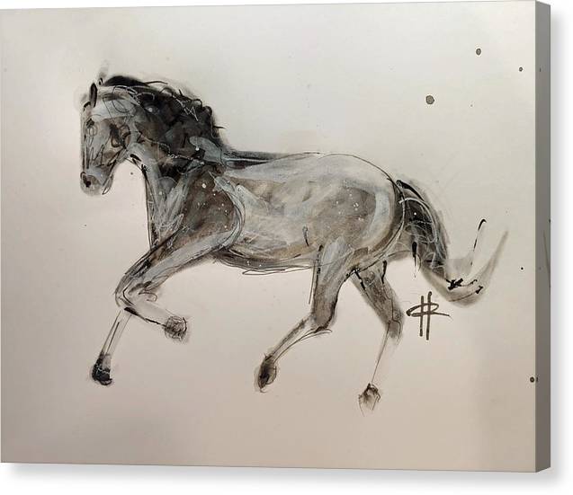 Unbridled -Ink Sketch of a Horse on Canvas by Ryan Hopkins